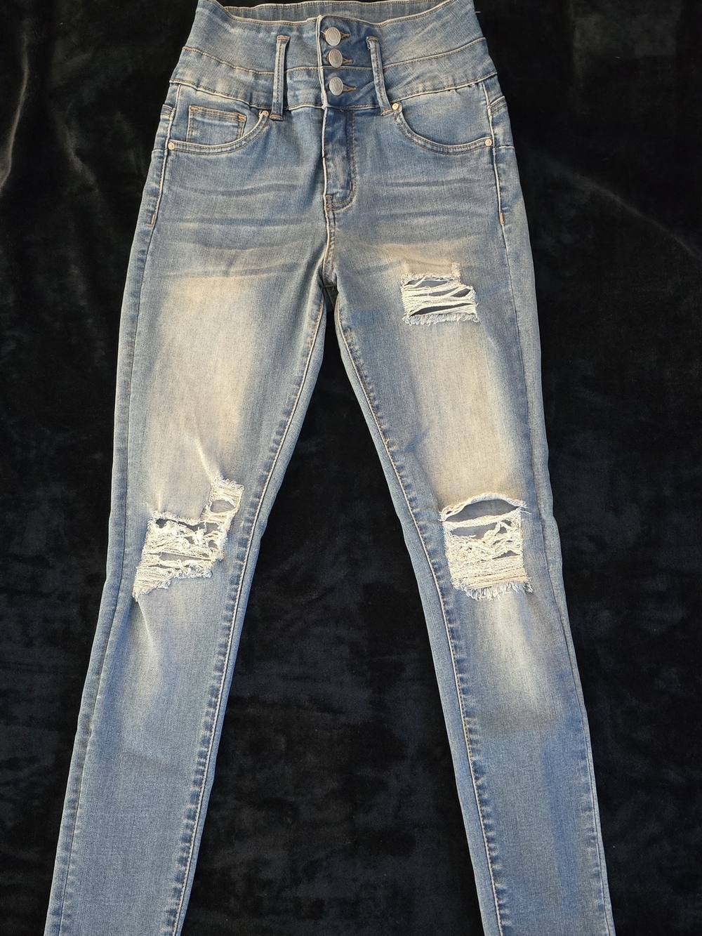 refuge Ripped Skinny Jeans - Light Blue Wash